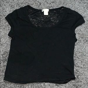 Black crop top with lace back